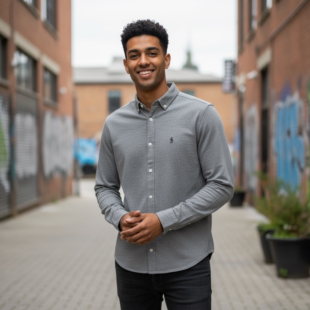 Original Penguin Grey Button-Up Shirt
